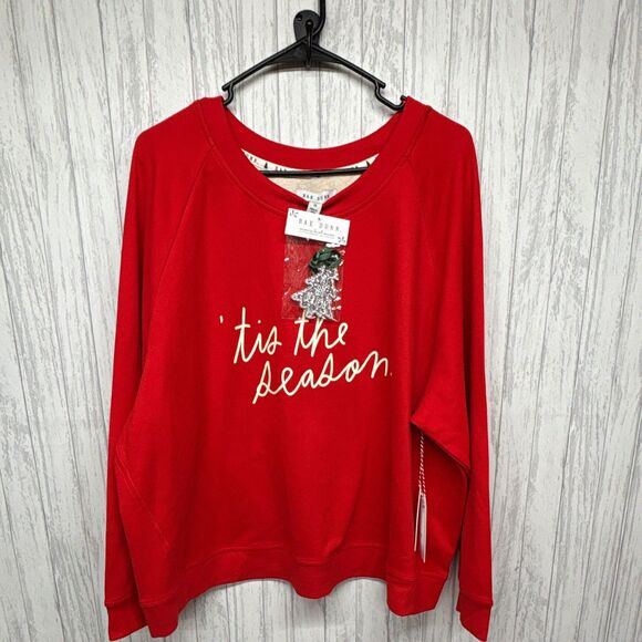 Rae Dunn Tops - Rae Dunn Womens 2X Red 'Tis the Season' Christmas Crewneck Raglan Relaxed